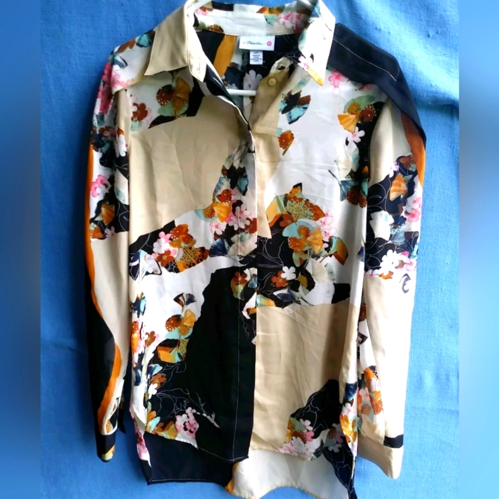 Phillip Lim Target Women's Size Small S Sheer Floral Button Up Top B3